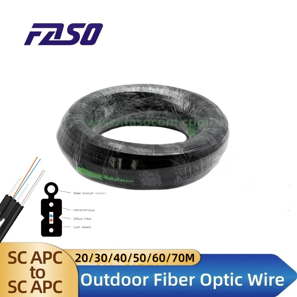 SC/APC-SC/APC Outdoor Drop Fiber Optic Cable Fiber Optic Pat Cord Optical Fiber Cable Steel Wire Bla