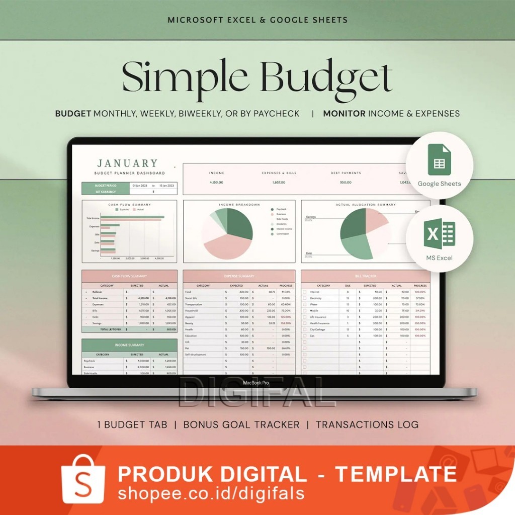 Budget Planner, Budget Spreadsheet Excel, Budget Template, Googie Sheets Budget, Monthly Budget Spre