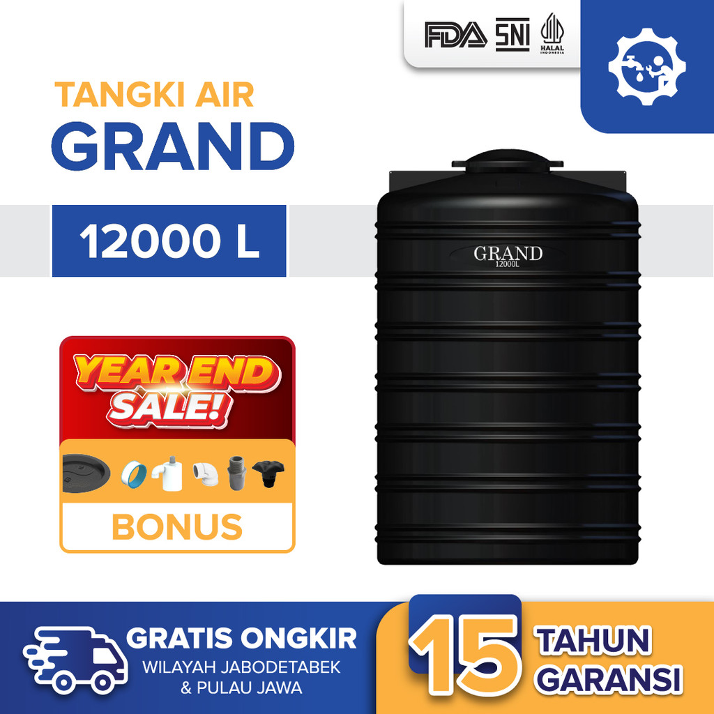 Tangki Tandon Toren Air Grand 12000 Liter Anti Lumut Free Ongkir