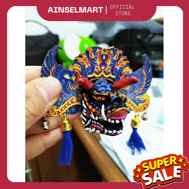 BARONGAN mainan DEVIL TELON BIRU reog jawa timur gantungan kunci souvenir barong GK