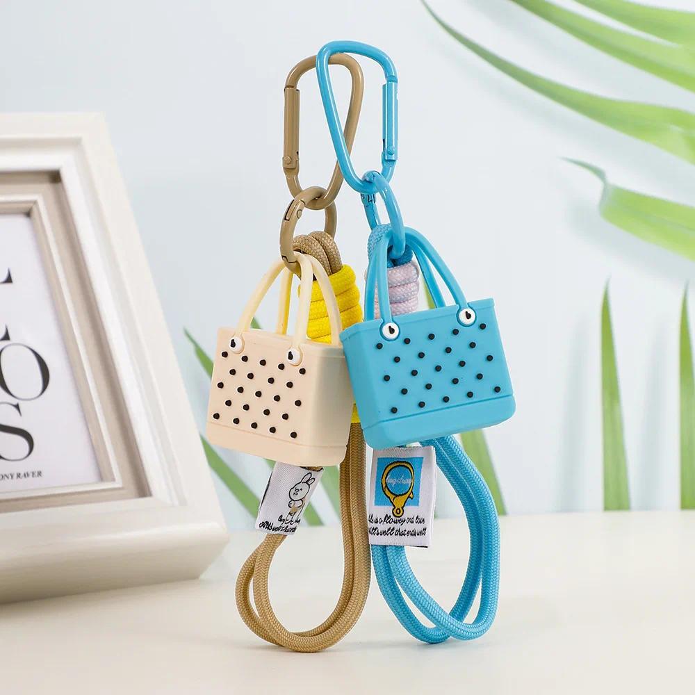 Fashion Simulation Beach Bag Keychain Women's Bag Pendants Keychain Pendant Charm Wallet Accessories