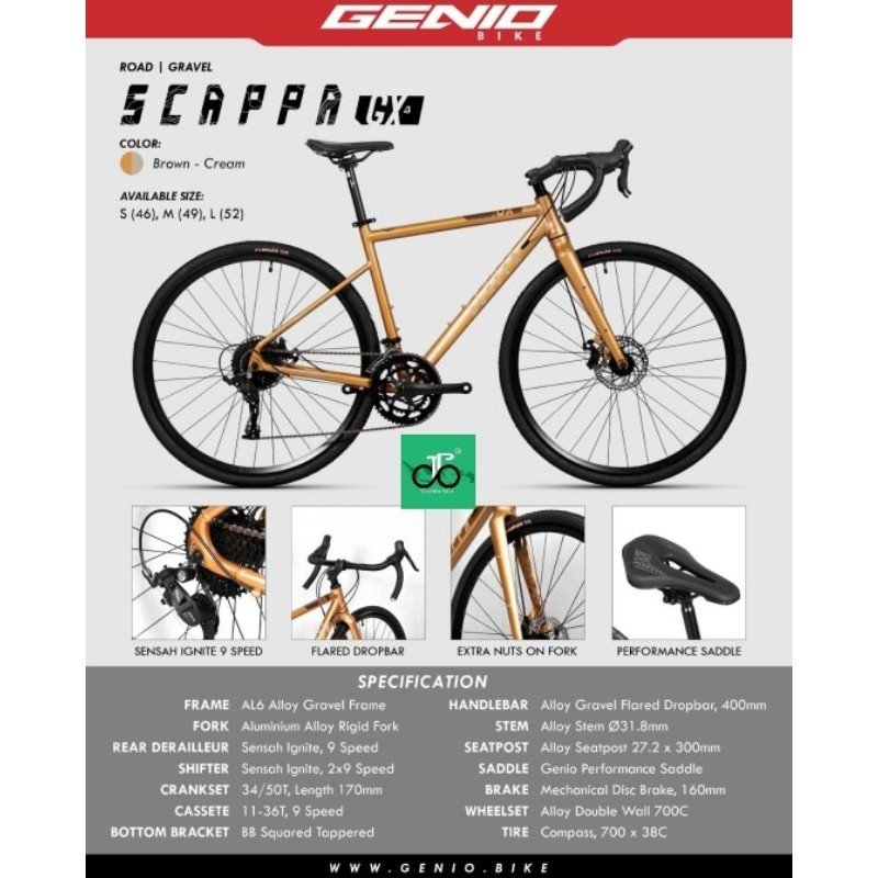 Sepeda Balap Gravel Genio Scappa GX Alloy GEN2 Terbaru