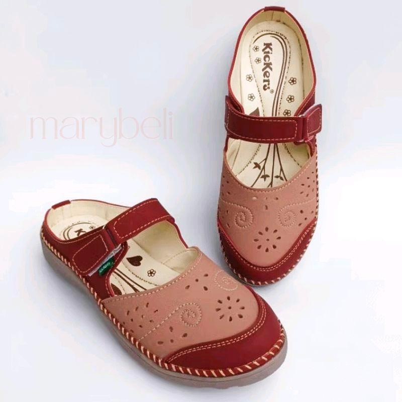 Sepatu Sandal Wanita Jumbo big size Slip-On Murah Sol Karet SL aulia12 nokun solCoklat