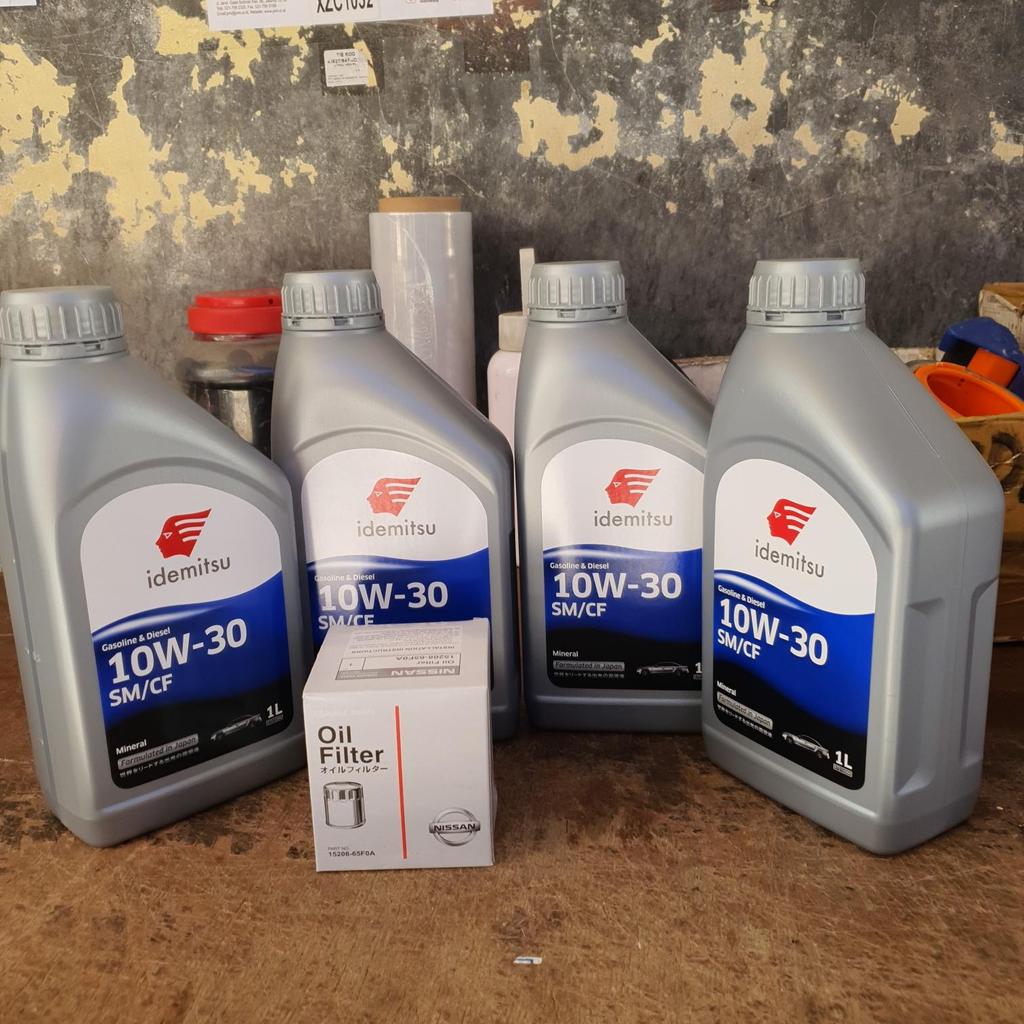 Paket Oli 4 liter + filter oli Asli Original Nissan 10w 30