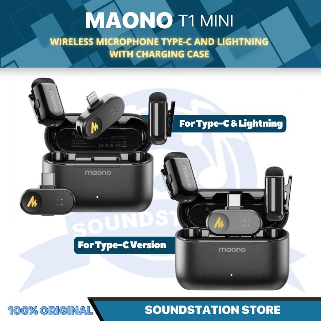 Maono Wave T1 MINI WM622 Wireless Microphone Type-C & Lightning with Charging Case - Mic Wireless un