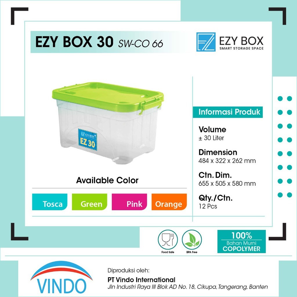 warung_santai Ezy Box Container Box Plastik 30 Liter 45 ltr  Kotak Penyimpanan KONTAINER BOX SERBAGU