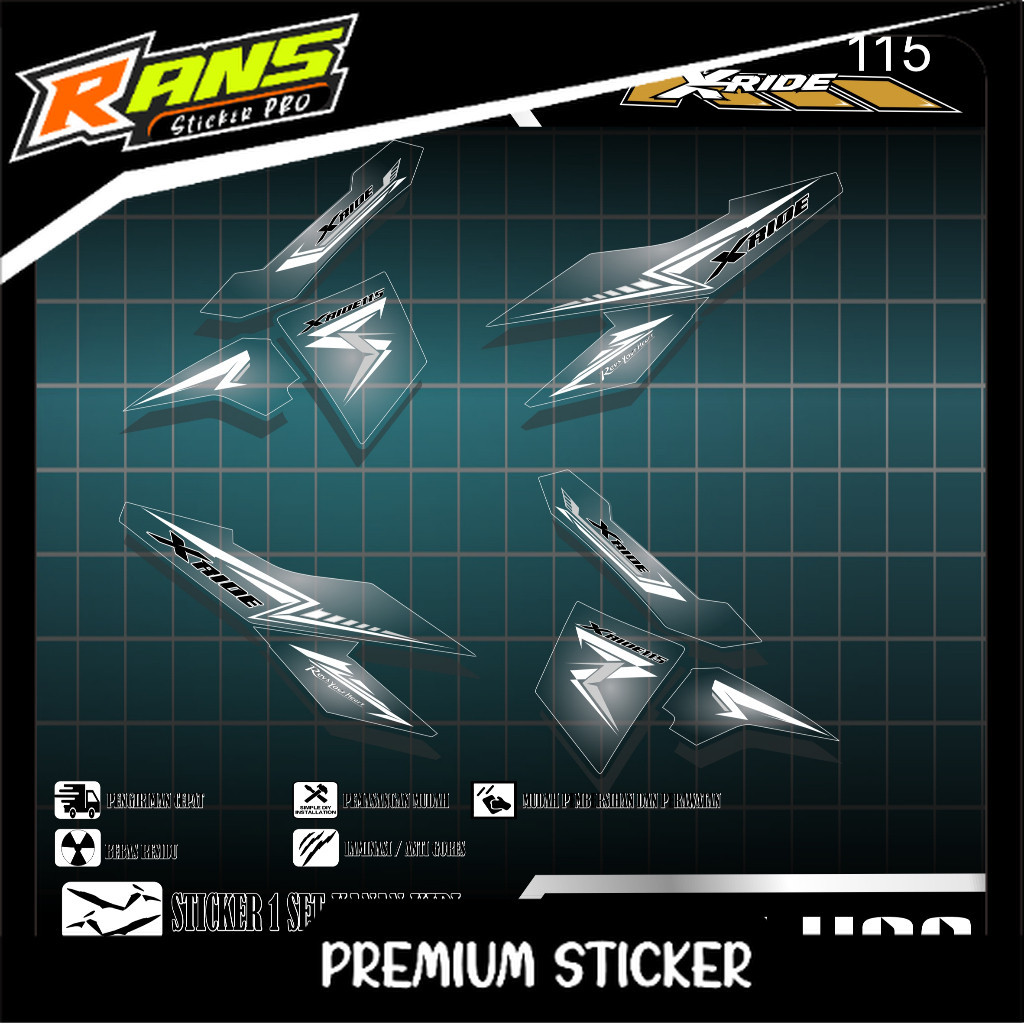 Striping Transparan  XRIDE 115  STICKER MOTIF  Sticker Striping Transparan papa H06