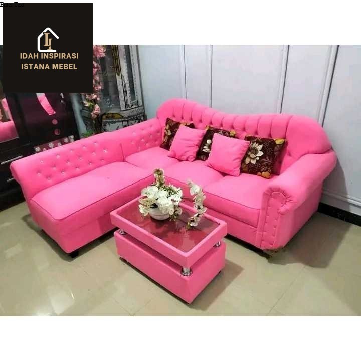 Sofa L kupu kupu sofa minimalis harga pabrik sofa warna pink