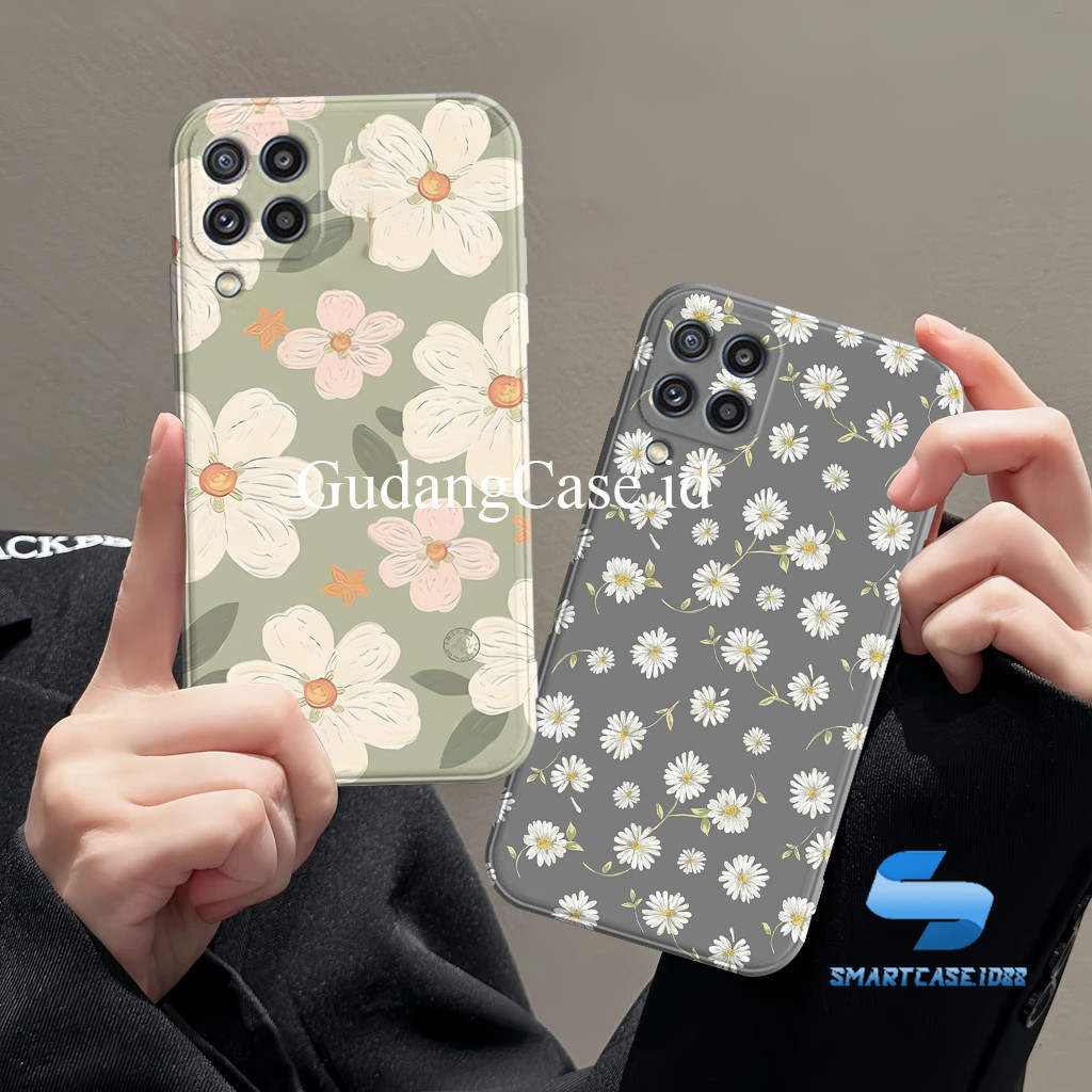 Silikon Hp Samsung A12 M12 A22 A31 A51 Softcase Pelindung Kamera Motif Bunga Hijau Kecil