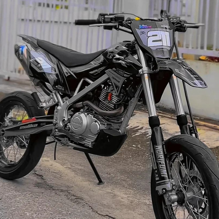 DECAL KLX BF DTRACKER HITAM KOMBINASI HOLOGRAM CUSTOM NAMA DAN NOMOR