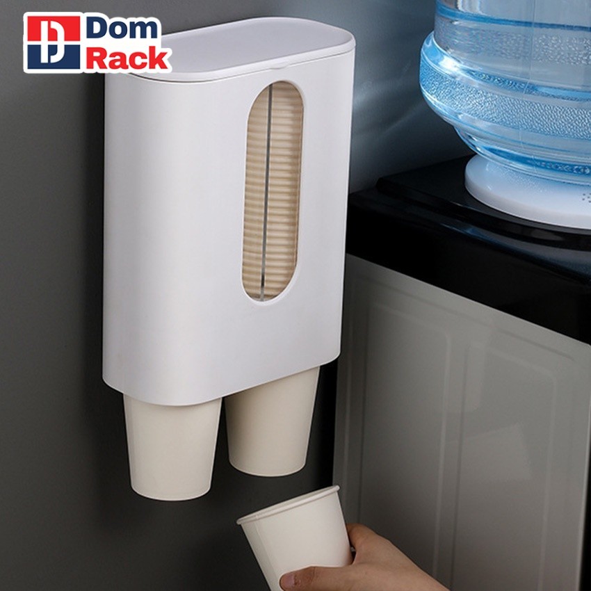 DOM RACK Paper Cup Dispenser Plastik Holder Dispenser Gelas Plastik Paper Cup Anti Dust Tempat Gelas