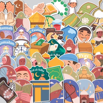 Stiker Cutting Pack Muslim Religion Stiker Isi 100Pcs Series Aesthetic Lucu Keren Untuk Koper Bahan 