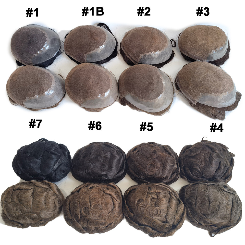 Q6 Wholesale Toupee 100% Pure Handmade Hair Pieces Toupee Men Wigs Human Hair Lace Front Human Hair 