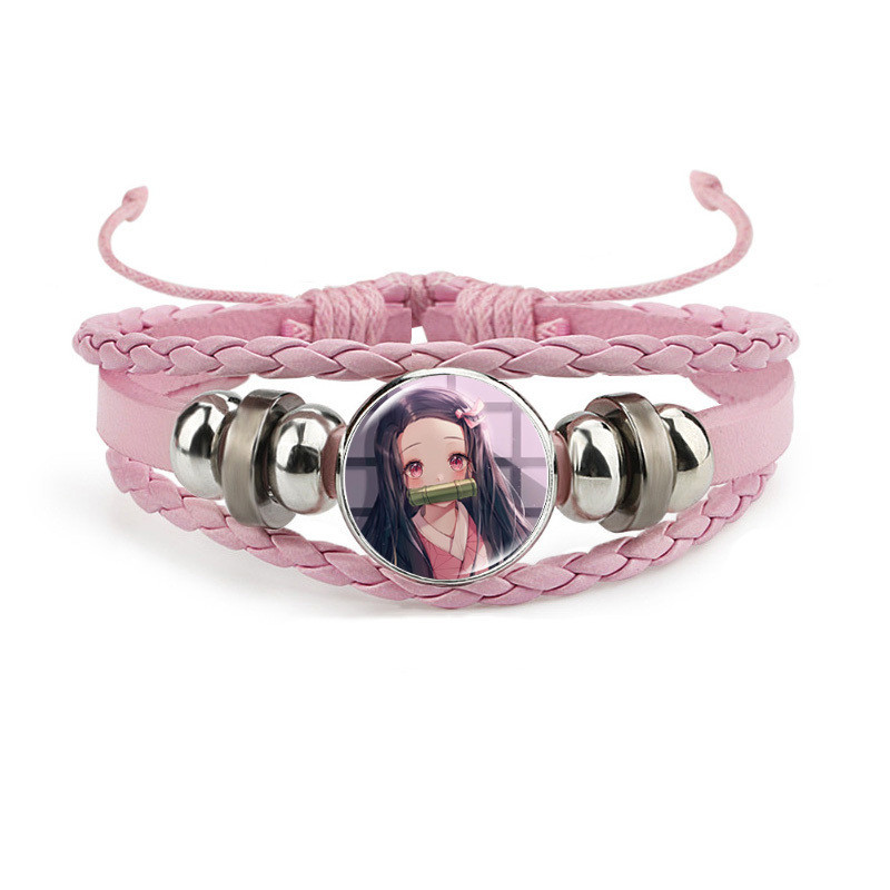 Demon Slayer Figure Bracelet for Girl Fans Kimetsu No Yaiba Blade of Ghost Anime Poster Handmade Pin