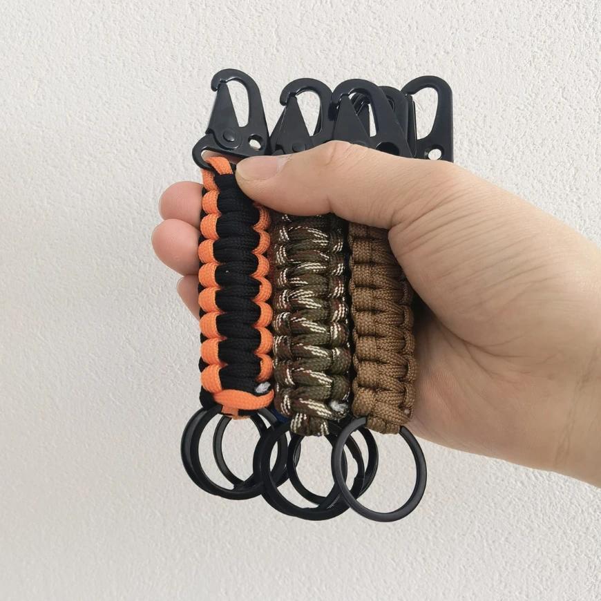 1 buah Tali Paracord Luar Ruangan, Gantungan Kunci Tali Kepang, Gesper untuk Berkemah dan Mendaki Gu