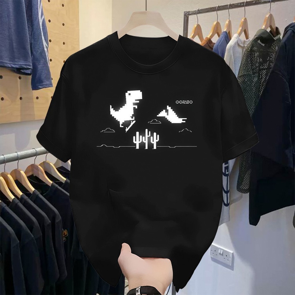 Kaos Pria Korean Style Dino Google Cotton Combed 24s Premium - Baju Kaos Pria Original Atasan Lengan