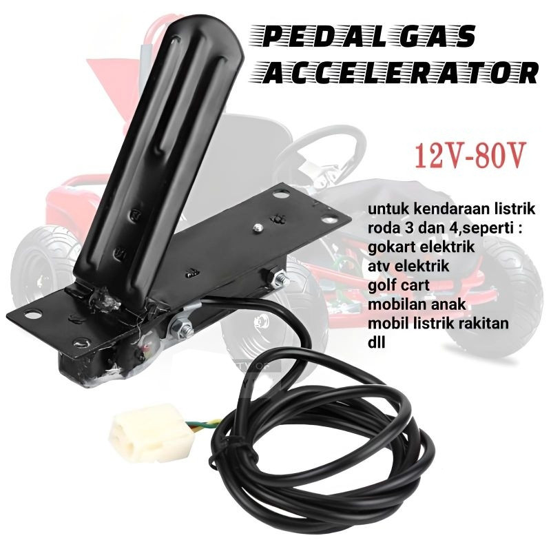 Pedal Gas Elektrik Universal 3 Kawat Waterproof Gokart Mobil Atv Golf Cart Sepeda Listrik Roda 3 4