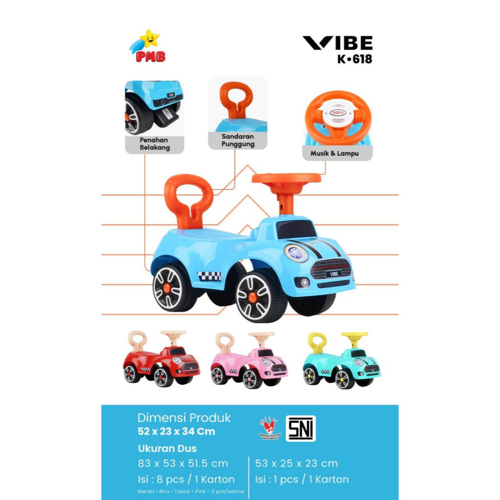 sepeda anak laki laki | sepeda anak roda 3 | Mainan Ride On PMB K 618 Vibe