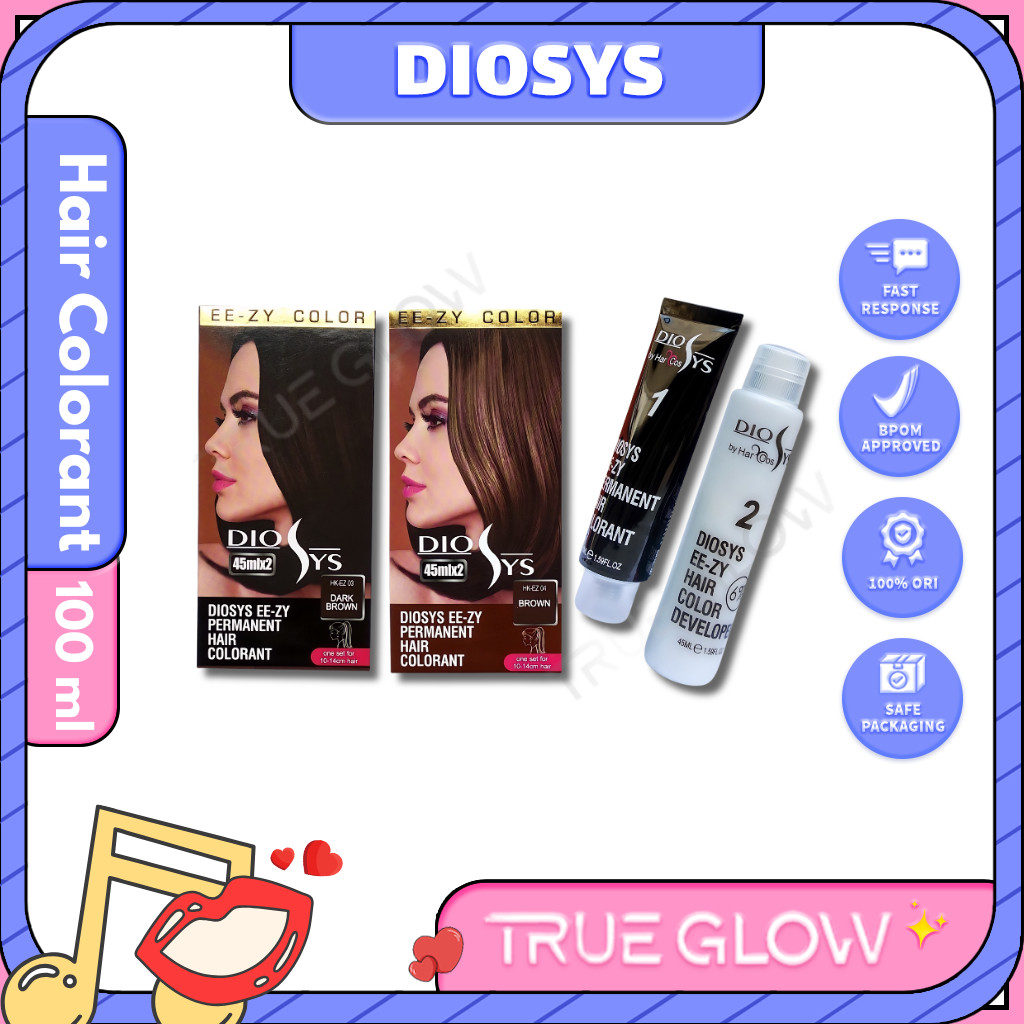 DIOSYS 100ml Permanent Hair Color - Blue Black/Dark Brown/Coffee/Mattya Yellow/Pink/Ash/Redwine/Cher
