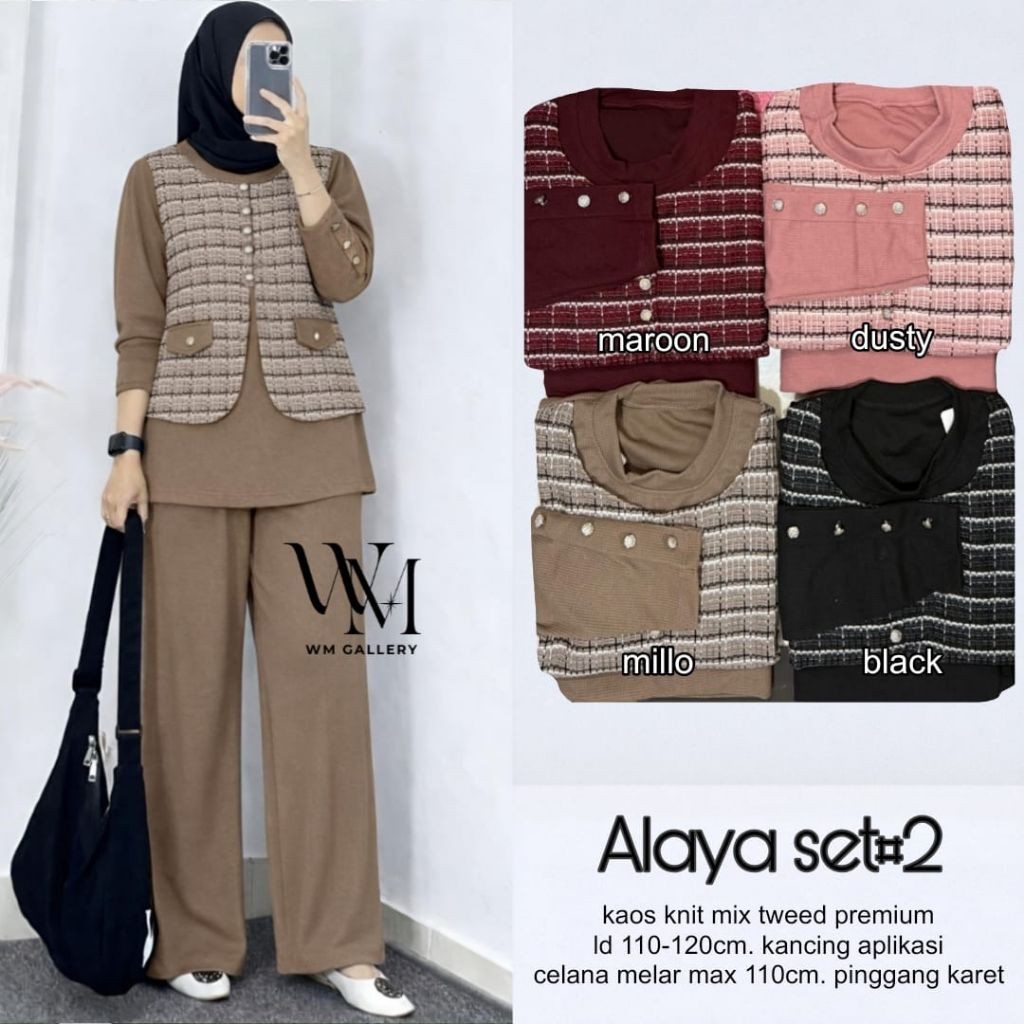 ada grup reseller tanyakan ke admin alya store Setelan wanita baju dan celana Alaya Set Kaos Knit Ko