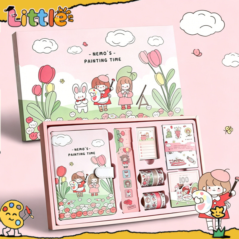Set Buku Catatan Lucu, Perlengkapan Sekolah, Hadiah, Hadiah Ulang Tahun Anak-Anak, Kotak Hadiah Buku