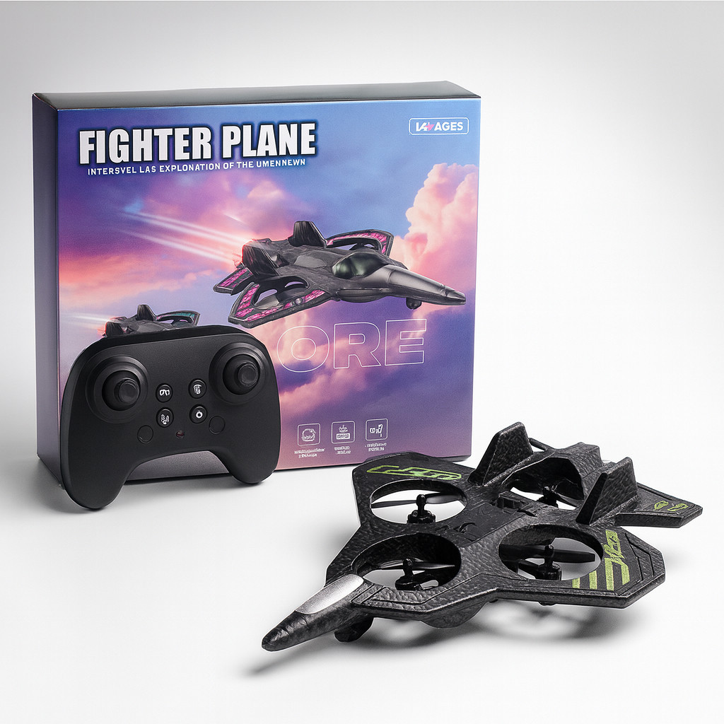 VALLPLAY RC Pesawat Terbang - Fighter Plane Foam - Drone RC 4CH - Remote Kontrol Pesawat - Drone