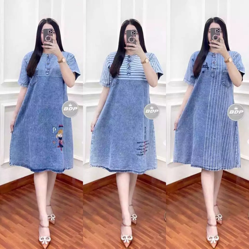 TERBARU DASTER JEANS RESlETING DEPAN  DRESS JEANS PENDEK  DASTER KEKINIAN DASTER PREMIUM CHIBI PENDE