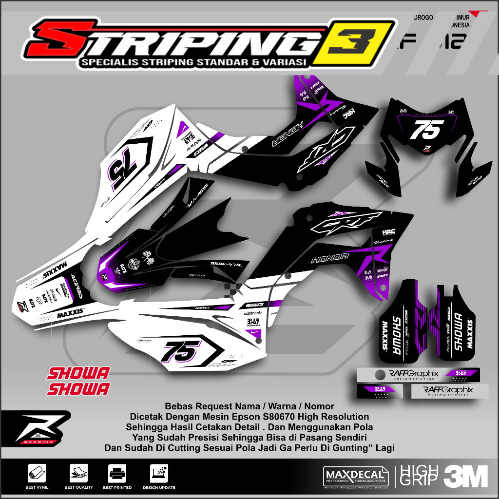 Decal Crf Merah Putih/sticker Crf 150 /decal Crf Supermoto Keren