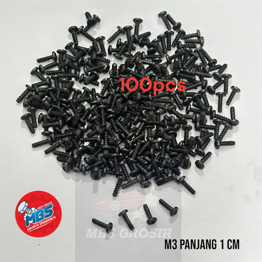 MBS BAUT M3 PANJANG 1 cm BAUT KECIL BAUT MIKA BAJA ORIGINAL BAUT SPEDOMETER SKRUP UNIVERSAL M3x10mm 