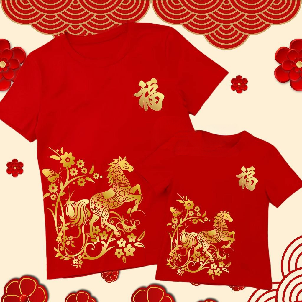 COD (Dikirim dalam 24 jam)MIEMIE.Kaos Couple keluarga imlek 2026 cewek cowok lengan pendek/atasan an