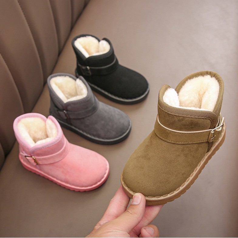 BUCKLE SUEDE KIDS WINTER THERMAL BOOTS SEPATU ANAK LAKI PEREMPUAN MUSIM DINGIN