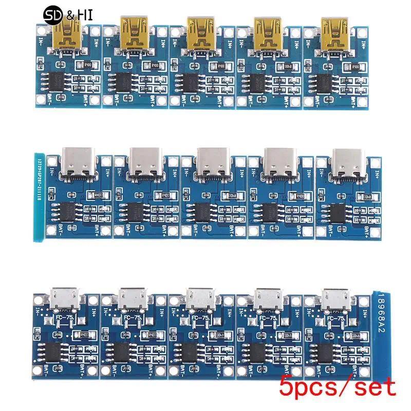 5 PCS 5V 1A TYPE-C Micro USB 18650 TC4056A Lithium Battery arging Board TP4056