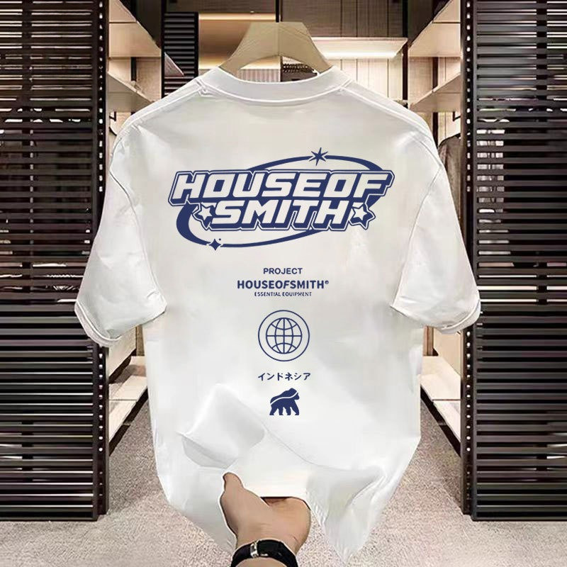 COD (Dikirim dalam 24 jam)MIEMIE. Baju Kaos Distro House Of Smith T-shirt Kaos Oversize Pattern Kaos