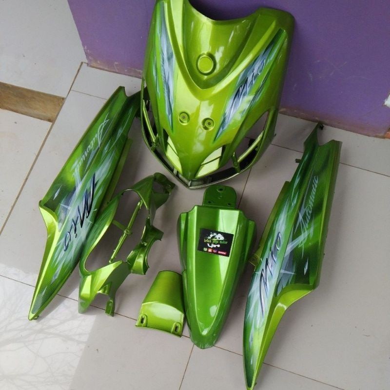 Full body halus Yamaha Mio smile hijau+striping motor