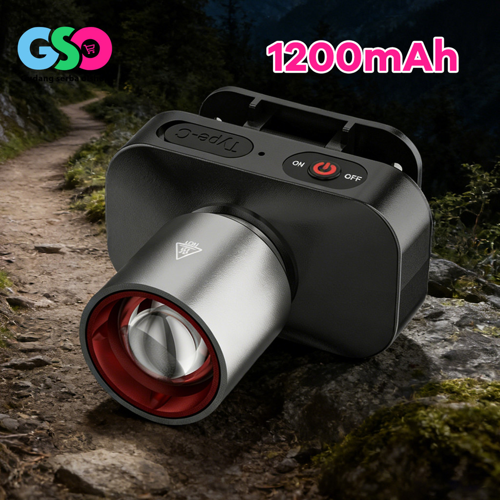 SENTER KEPALA SUPER TERANG ANTI AIR SENTER LED SUPER TERANG LAMPU SENTER KEPALA ZOOM SUPER TERANG
