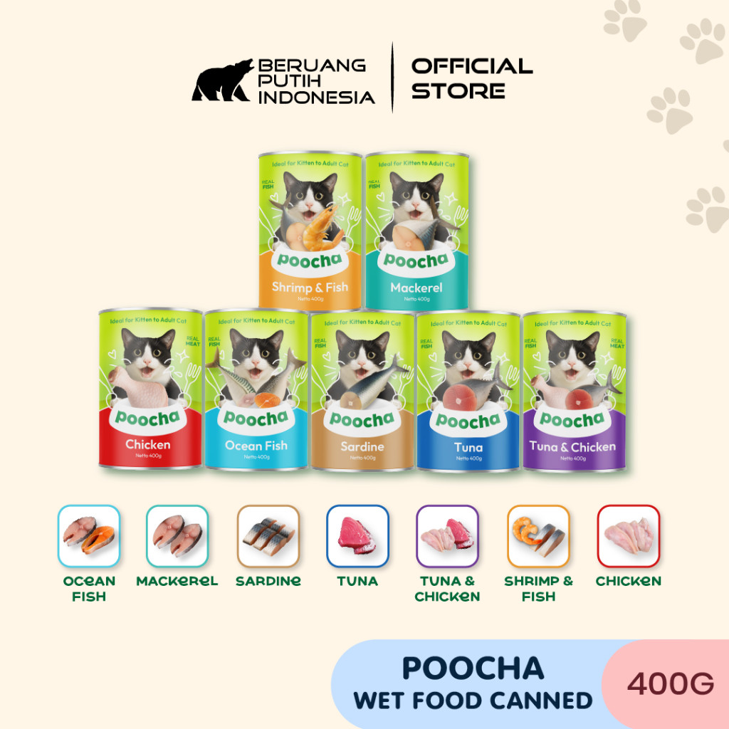 POOCHA Cat Food/ Makanan Kucing Kaleng 400g - GROSIR