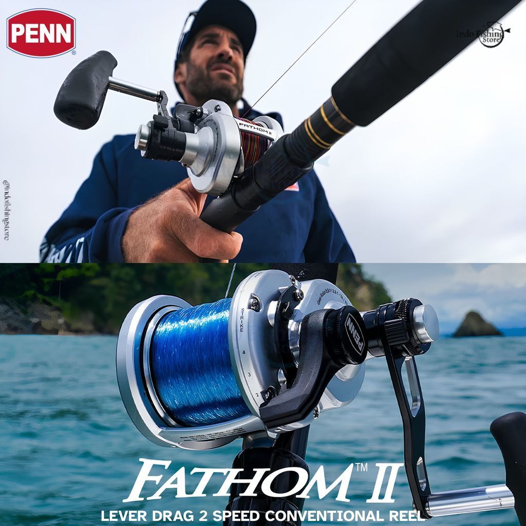 Reel Pancing PENN Fathom II Bent T Handle JDM Lever Drag Handle Kiri Overhead Jigging Metal Body