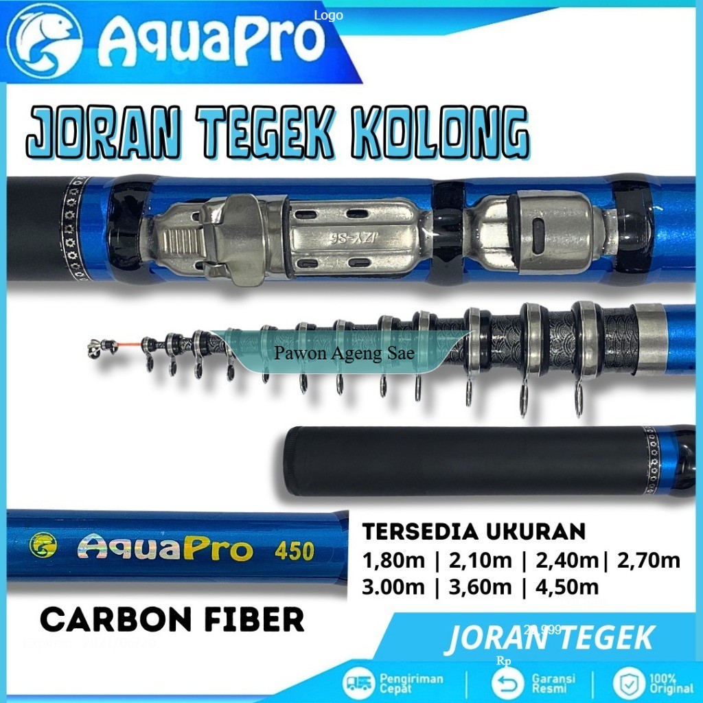 Joran Tegek Kolong Joran Tegek Telescopic Uk.180-450 Carbon Fiber Composite Action Medium Reel Seat 