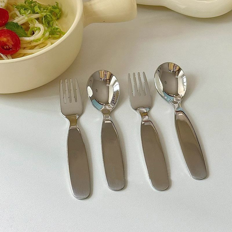 Sendok Garpu Anak Stainless / Sendok Set Anak Stainless/Sendok Garpu Anak Pegangan Pendek Sendok Mak