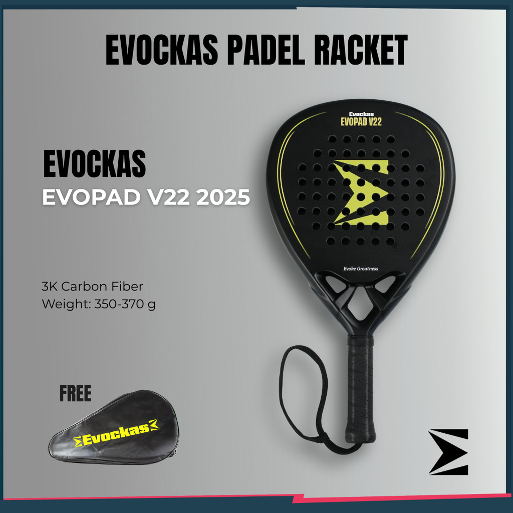 VIVASPORTS - EVOCKAS EVOPAD V22 Raket Padel Carbon 3K / Padel Racket Beginner Intermediate