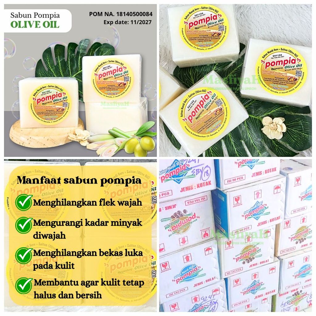 SABUN POMPIA 80GR 160GR POMPIA OLIVE OIL POMPIA ZAITUN SABUN MANDI SEREH SERAI LEMONGRASS BATH SOAP 