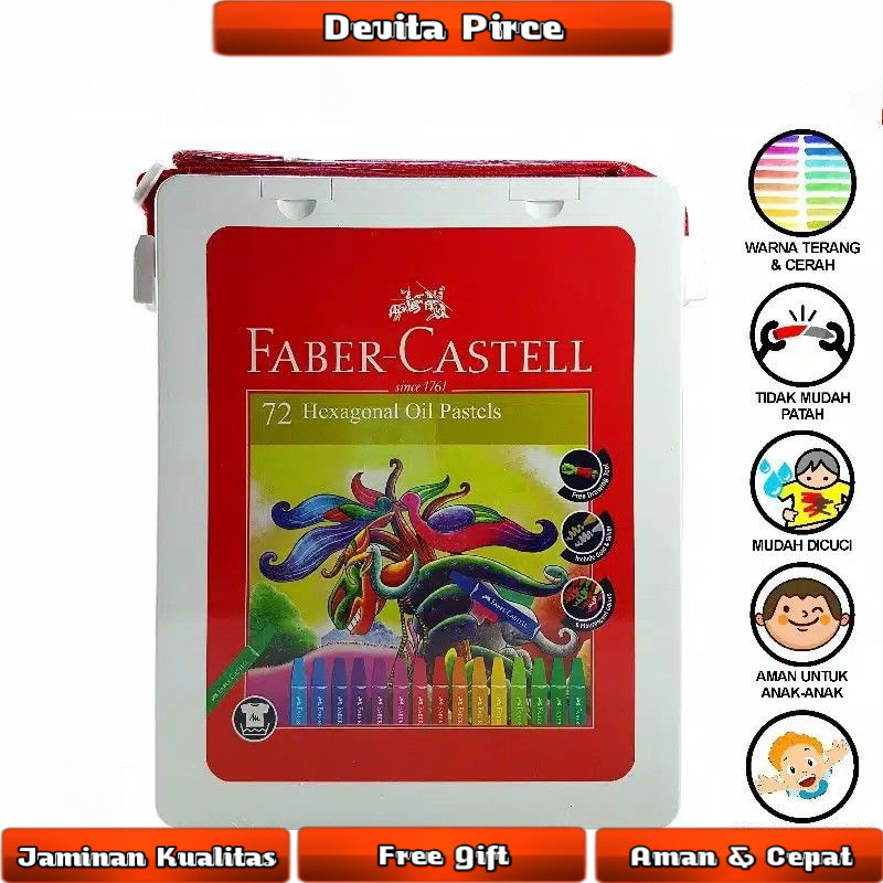 Crayon 72 warna faber castell / Hexagonal Oil Pastel 72 faber castell