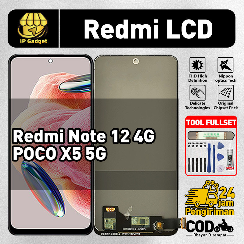 ORIGINAL LCD Redmi Note 12 4G / LCD Redmi POCO X5 5G  Fullset ORI HP Asli Touchscreen Layar Sentuh H