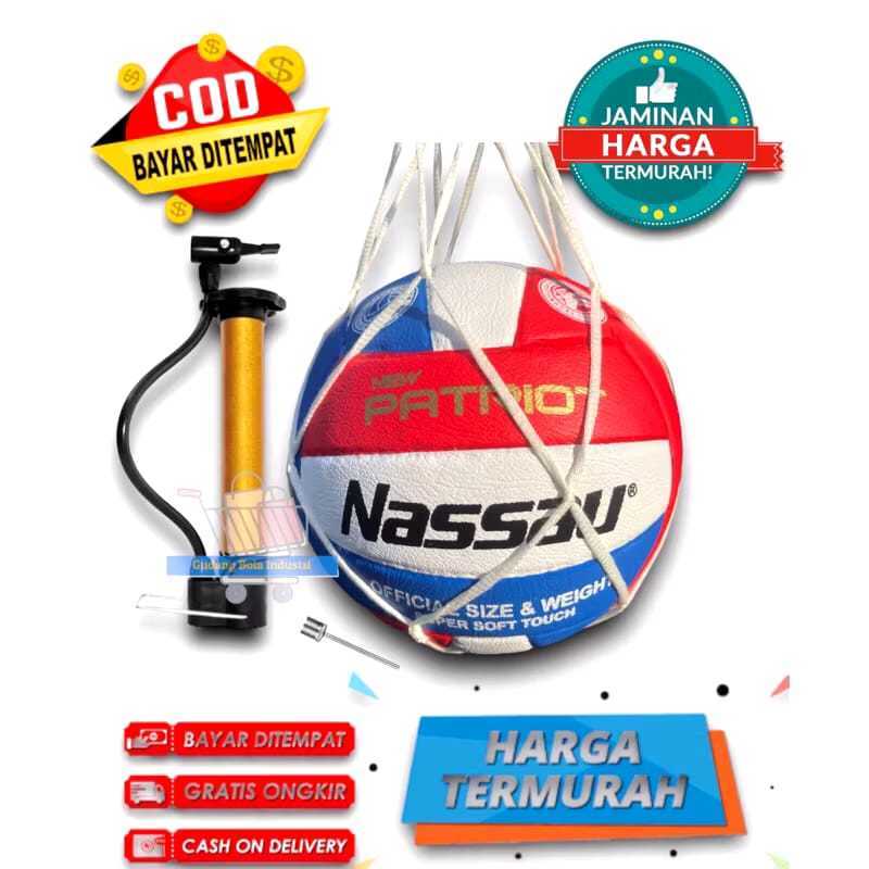 PROMO ||  BOLA VOLLY NASSAU,,MIKASA,,MVA,,MOLTEN PLUS POMPA JARING DAN PENTIL