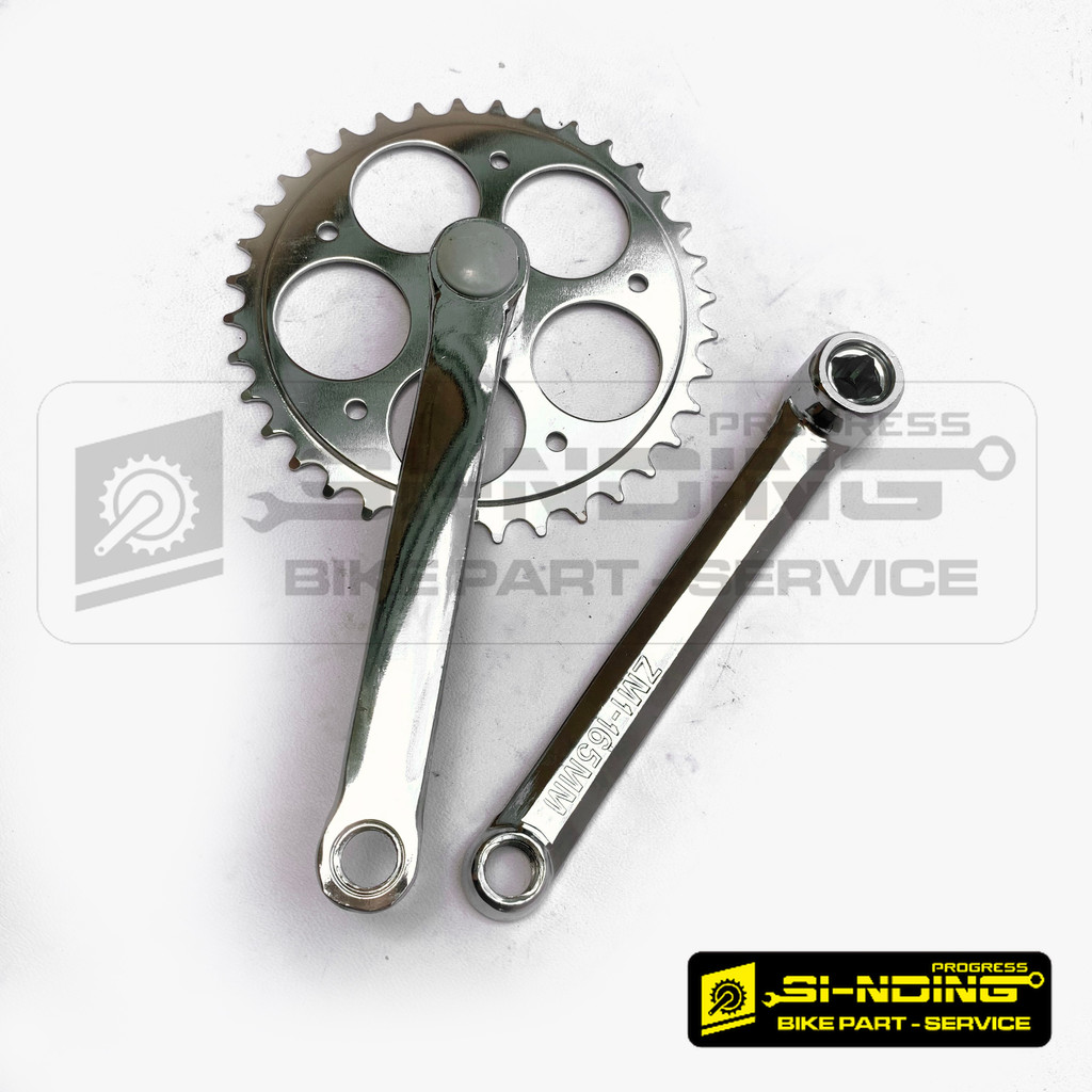 Crank Sepeda 36T Silver Chrome Steel MTB Federal Fixie Comuter Bike