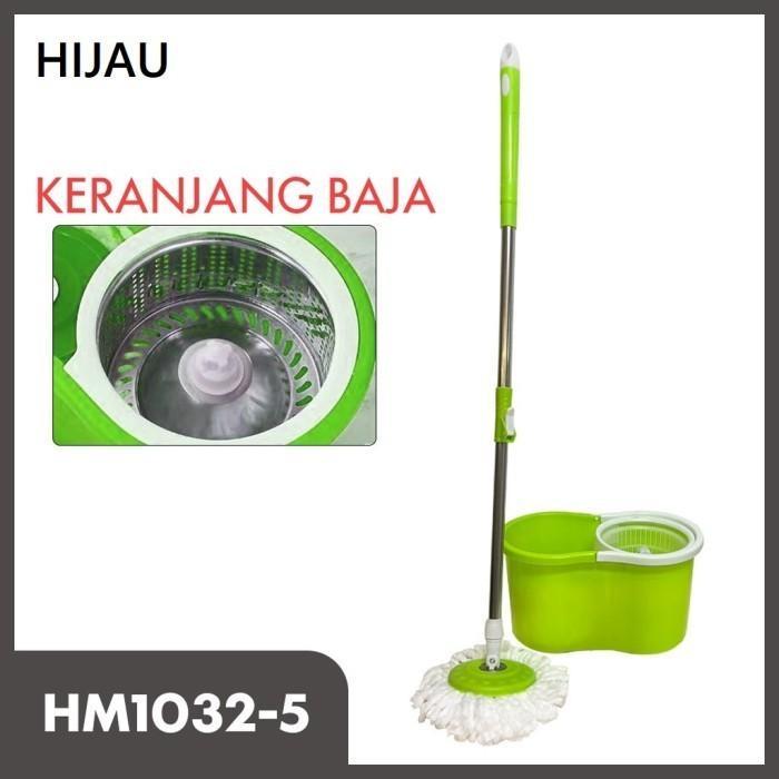 Set Alat Pel Lantai Super Spin Mop Dengan Ember Pencuci Putar - HM1032-5