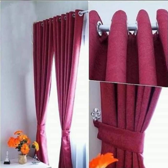 PROMO  Gorden blackout import polos - Merah, tinggi 250cm