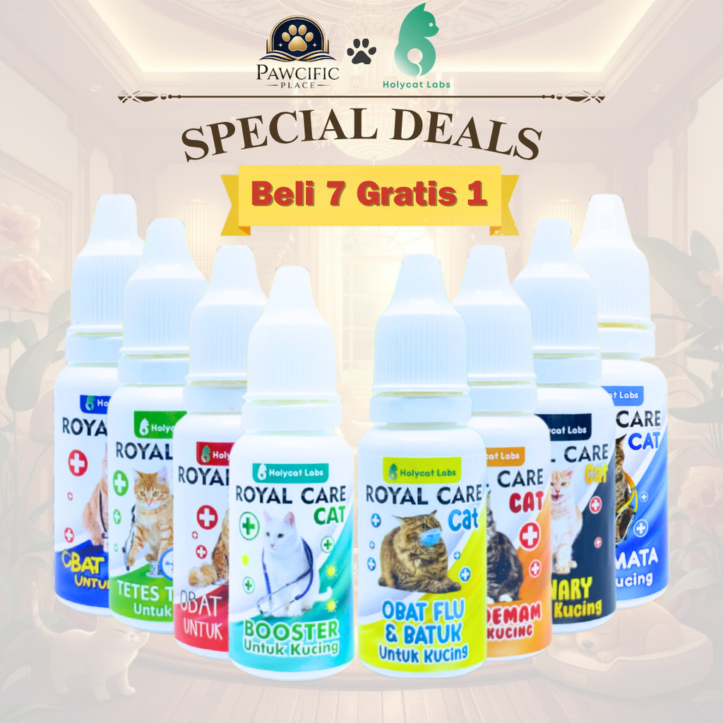 PP Beli 7 Gratis 1 Royal Care Obat 10ml Kucing Cacingan Tetes Mata Telinga Diare Demam D2 Virus