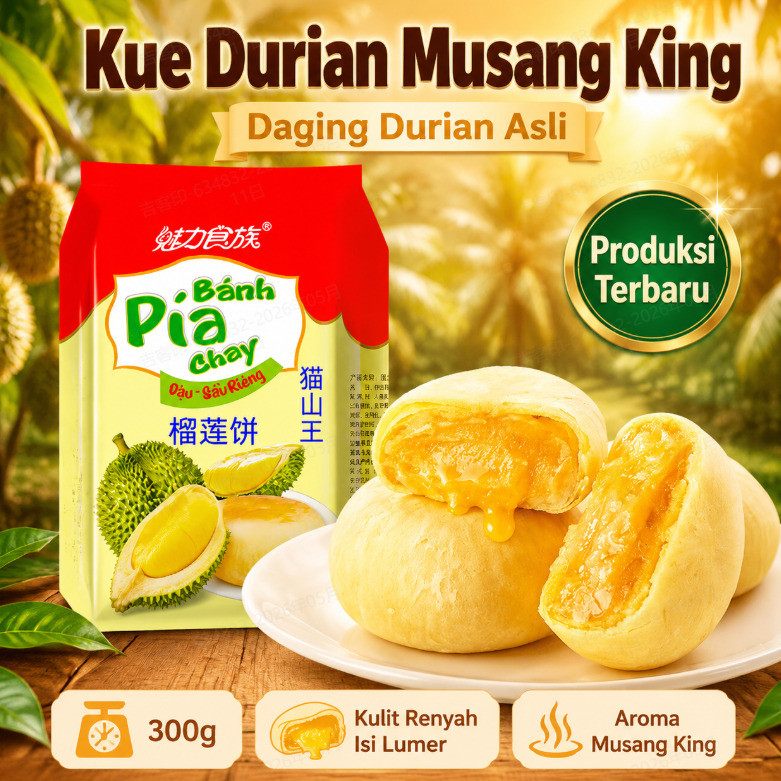 [Asli] Musang King Pie Durian Malaysia 300gr/Durian Pia Asli Musang King 1Pack 4 Pcs/ Bakpia Basah D
