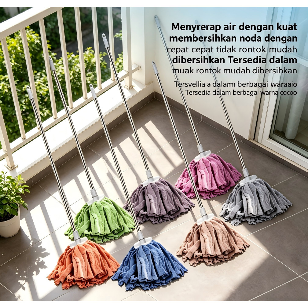 Pel Lantai Microfiber Gagang Besi Pel Lantai Microfiber dengan Gagang Panjang - Alat Pel Lantai Sera